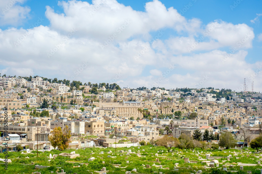 Muslim cemetery and old town, Hebron (al-Khalil), West Bank, Palestine Muslim cemetery and old town, Hebron (al-Khalil), West Bank, Palestine