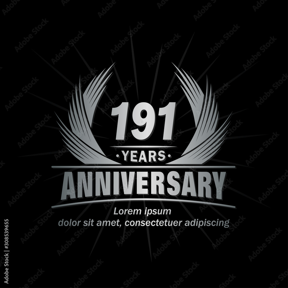 191 years logo design template. Anniversary vector and illustration template. 191 years logo design template. Anniversary vector and illustration template.