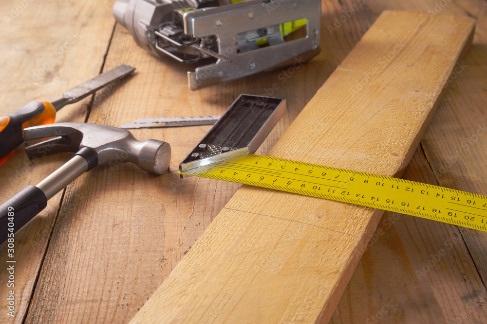 Metal corner for drawing, pencil, carpenter tools, side view Metal corner for drawing, pencil, carpenter tools, side view