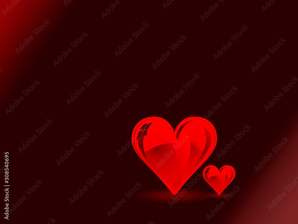 Valentine's day, red heart  with copy space for text