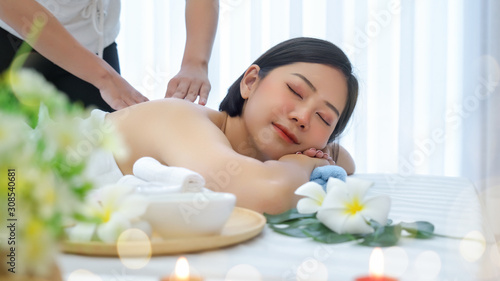 Leisure asian young woman in spa salon. photo