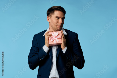 man with gift box