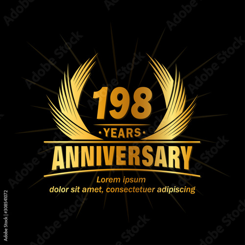 198 years logo design template. Anniversary vector and illustration template.