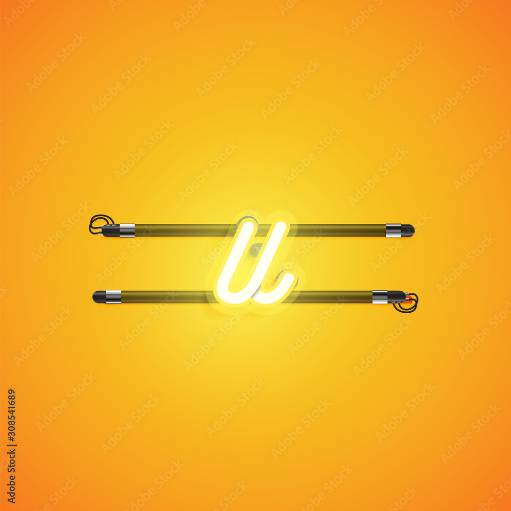 Yellow neon character, vector illustartion Yellow neon character, vector illustartion