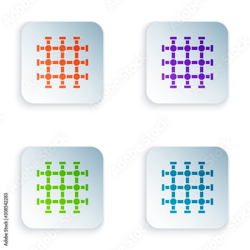 Color Prison window icon isolated on white background. Set icons in square buttons. Vector Illustration