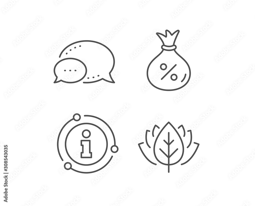 Fototapeta premium Loan line icon. Chat bubble, info sign elements. Money bag sign. Credit percentage symbol. Linear loan outline icon. Information bubble. Vector