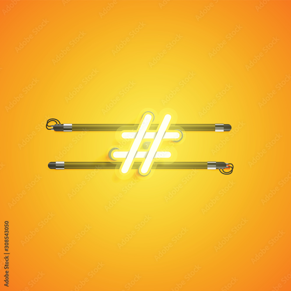 Yellow neon character, vector illustartion Yellow neon character, vector illustartion