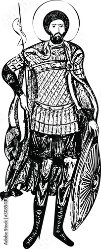 Saint Theodore Stratelates, icon (vector)