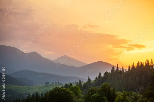 Beautiful sunset in Carpathian mountains © Maygutyak