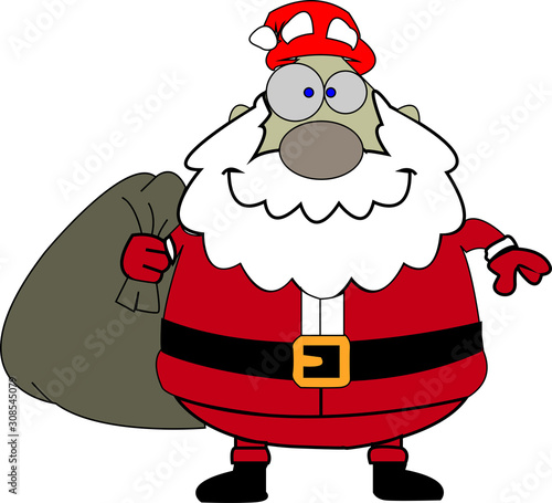santa claus with bag of gifts