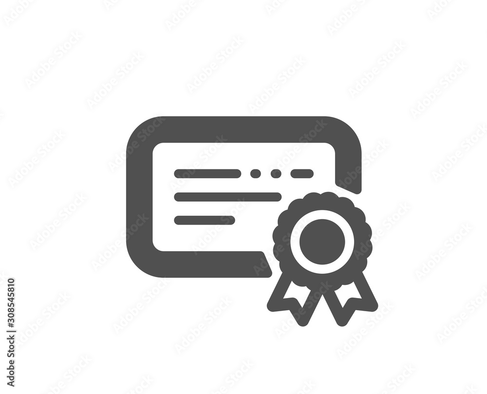 Verified document sign. Certificate icon. Accepted or confirmed symbol. Classic flat style. Simple certificate icon. Vector Verified document sign. Certificate icon. Accepted or confirmed symbol. Classic flat style. Simple certificate icon. Vector