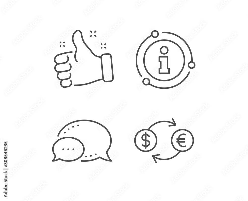 Money exchange line icon. Chat bubble, info sign elements. Banking currency sign. Euro and Dollar Cash transfer symbol. Linear currency exchange outline icon. Information bubble. Vector Money exchange line icon. Chat bubble, info sign elements. Banking currency sign. Euro and Dollar Cash transfer symbol. Linear currency exchange outline icon. Information bubble. Vector