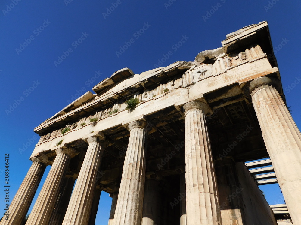 Naklejka premium March 2019, Athens, Greece. View of the Temple of Hephaestus or Hephaisteion, in the Ancient Agora, or marketplace