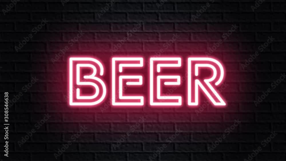 red neon video animation beer red neon video animation beer
