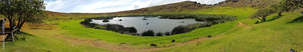 Chile - Rapa Nui or Easter Island - Rano Raraku - crater