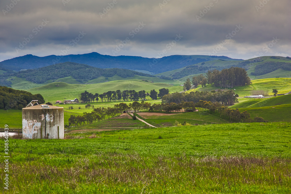 Sonoma county rolling hills and farm land 