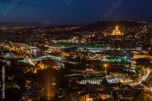 Night view of old town of Tbilisi. Tiflis is the largest city of Georgia, lying on the banks of Mtkvari River. © k_samurkas