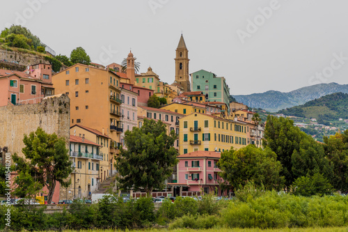 The colourful buildings in Ventimiglia, Liguria
