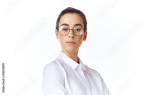portrait of a young woman with glasses