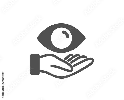 Oculist clinic sign. Eye care icon. Optometry vision symbol. Classic flat style. Simple health eye icon. Vector