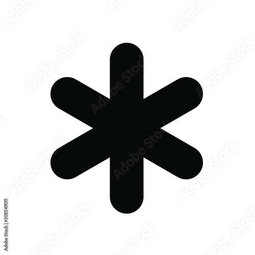 asterisk icon, black on white background, vector image. photo