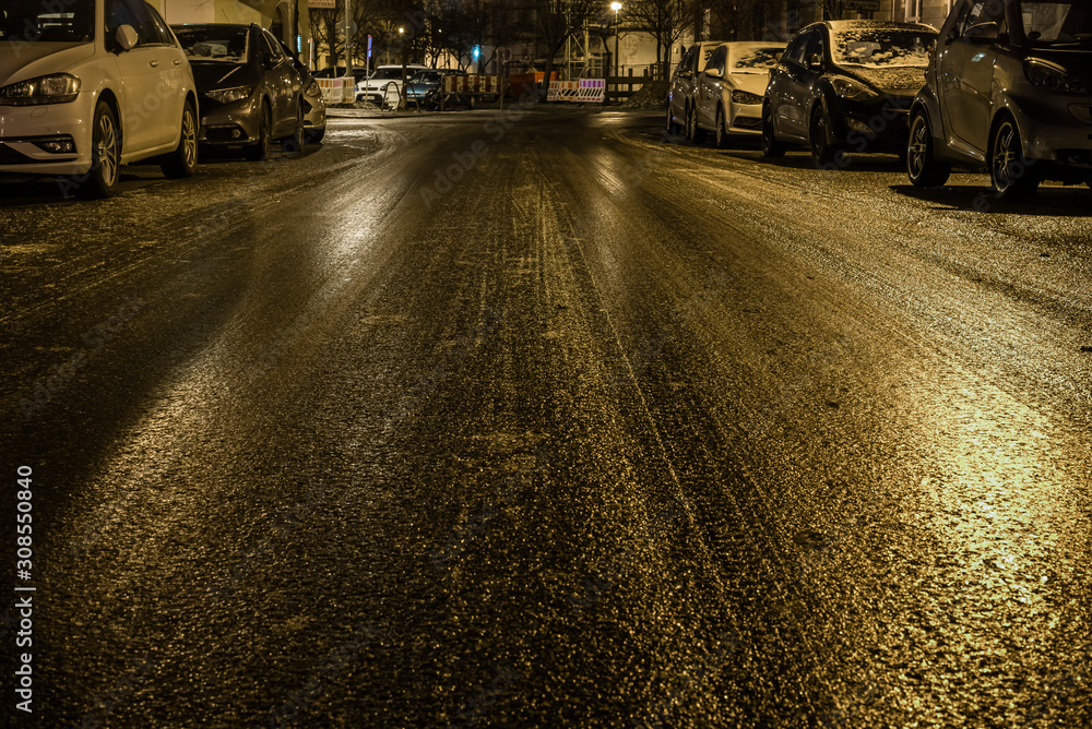 Ταπετσαρία icy road at night, ice on a street, night photo, Ice on Road