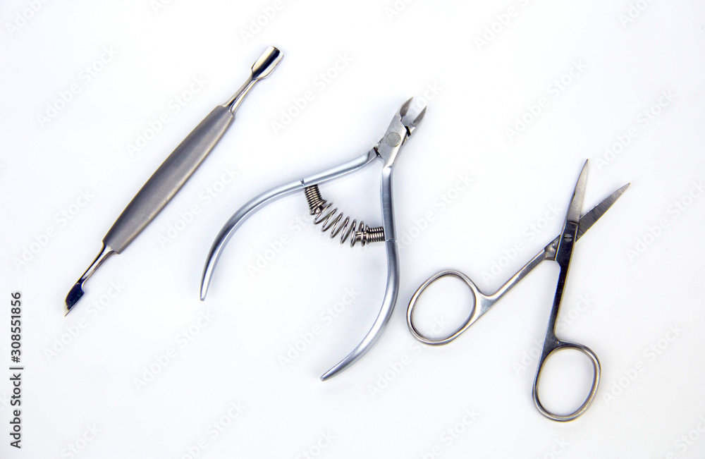 Tools of a manicure set on a white background Tools of a manicure set on a white background