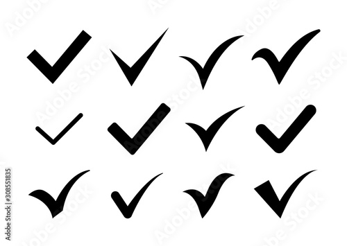 Approved icons set, ok vector Check mark in sign.