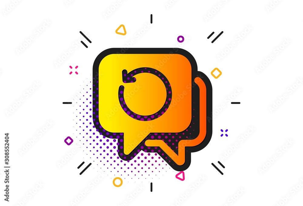 Fototapeta premium Backup data sign. Halftone circles pattern. Recovery info icon. Restore information symbol. Classic flat recovery data icon. Vector