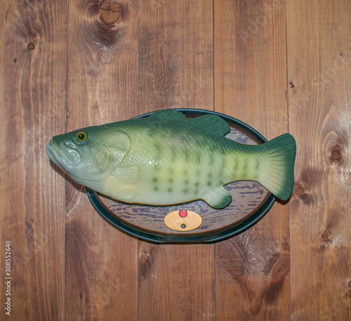 Photography Souvenir fish on wooden background