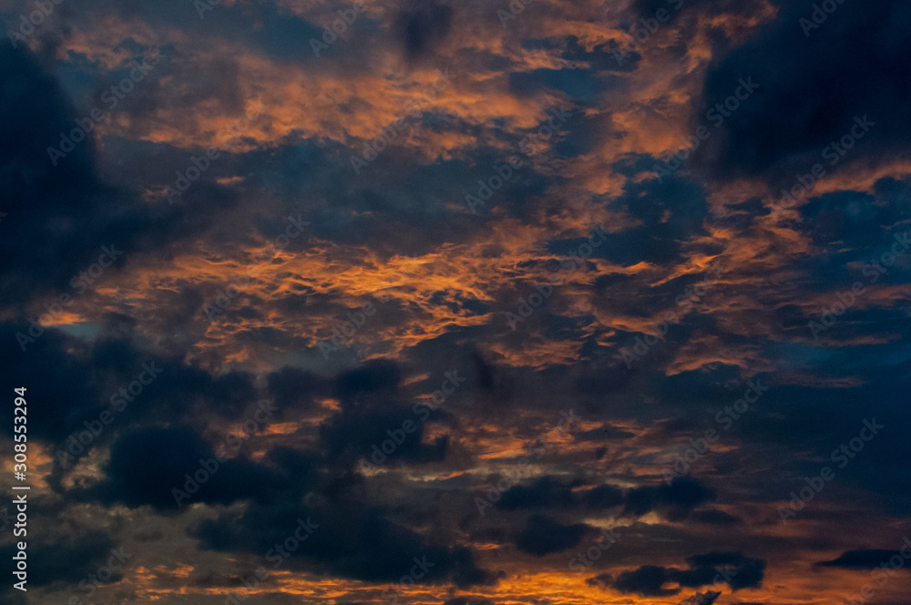 Fototapeta premium Sunset with colored and illuminated clouds. Rio de janeiro Brazil