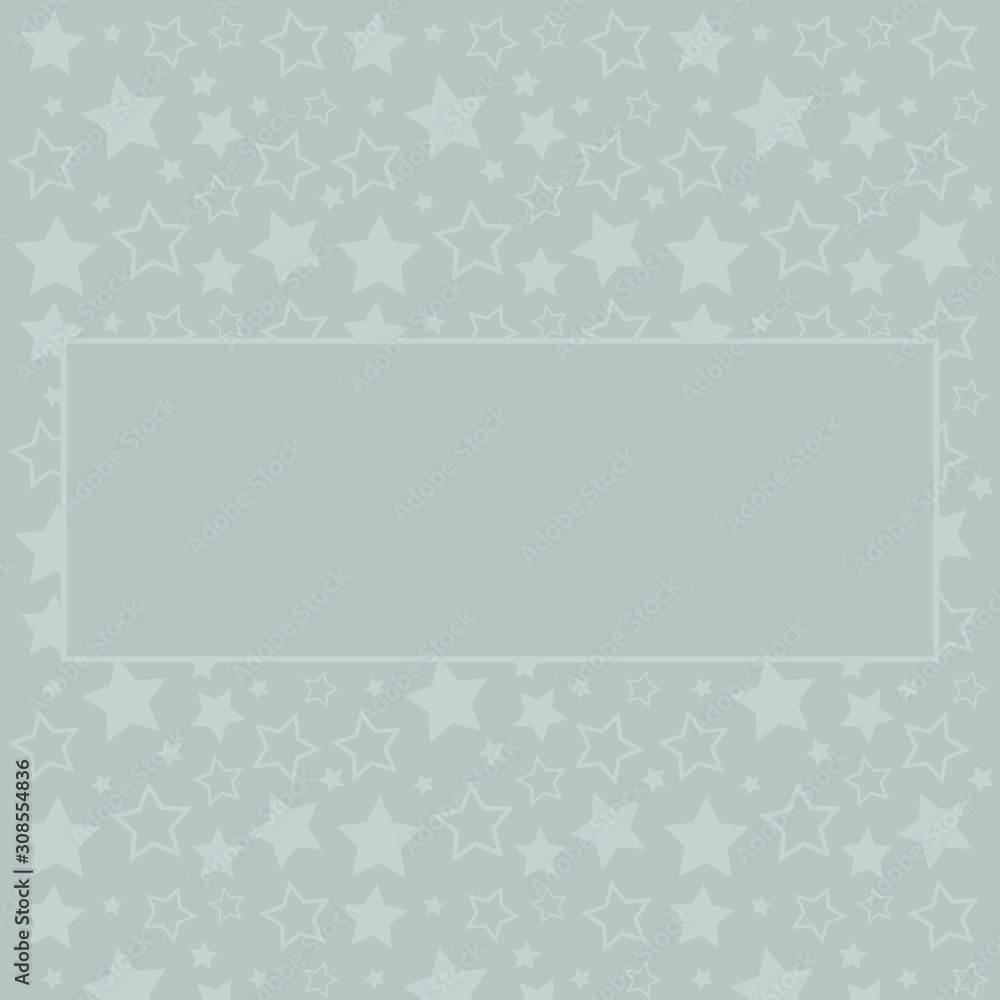 Frame with blank space for text. Border of silver stars. gray background. Vector for Christmas and New Year greeting card, banner, invitation, packaging design, illustration pattern Frame with blank space for text. Border of silver stars. gray background. Vector for Christmas and New Year greeting card, banner, invitation, packaging design, illustration pattern