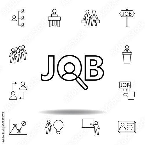 Job, vacancy, magnifier icon. Set of hr elements. Can be used for web, logo, mobile app, UI, UX