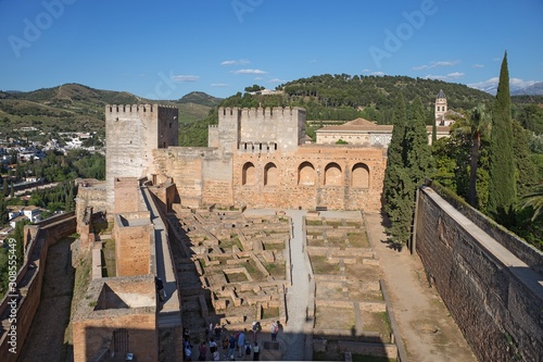 Alcazaba (fortress) of Alhambra view from the tower, Granada, Spain