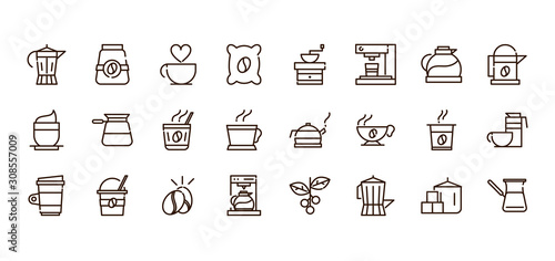 coffee fresh product maker machine and others icon line design