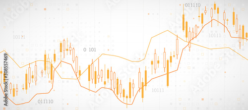 Financial trade concept. Stock market and exchange. Candle stick graph chart.