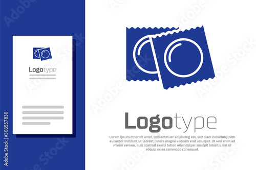 Blue Condoms in package safe sex icon isolated on white background. Safe love symbol. Contraceptive method for male. Logo design template element. Vector Illustration