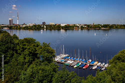 Hamburg Außenalster, Blick in Richtung Alsterufer