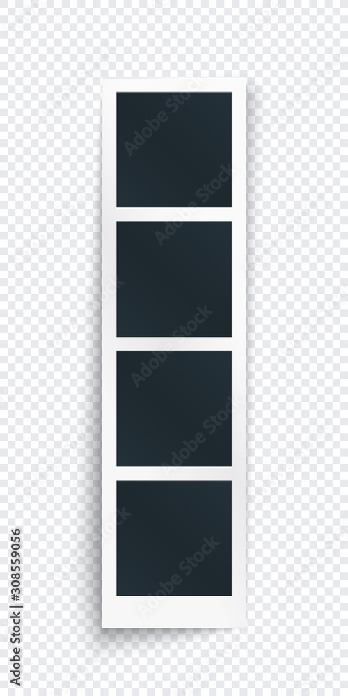 Vertical photo frame strip, concept of single isolated vintage template for showing picture or image. Vector detailed illustration of photograph strip. Vertical photo frame strip, concept of single isolated vintage template for showing picture or image. Vector detailed illustration of photograph strip.