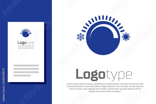 Blue Thermostat icon isolated on white background. Temperature control. Logo design template element. Vector Illustration
