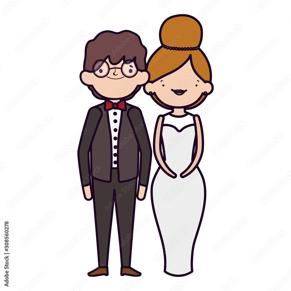 wedding couple, bride and groom in elegant suits cartoon wedding couple, bride and groom in elegant suits cartoon