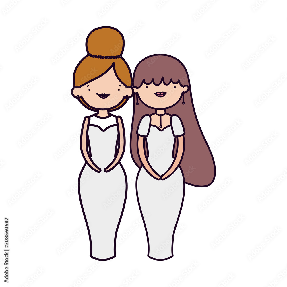wedding brides women in elegant dress cartoon wedding brides women in elegant dress cartoon