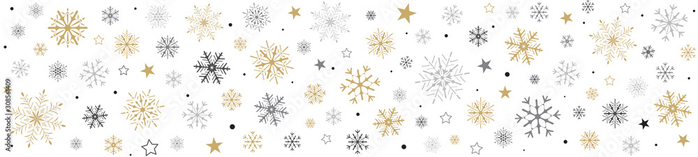 Fototapeta premium FRISE FLOCONS DE NEIGE FOND BLANC
