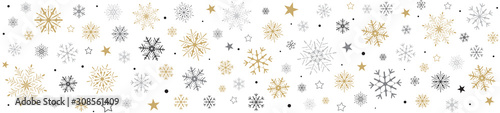 FRISE FLOCONS DE NEIGE FOND BLANC