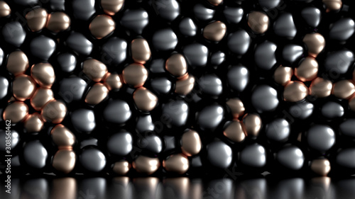 Beautiful background with beads  particles and simulation. 3d illustration  3d rendering.