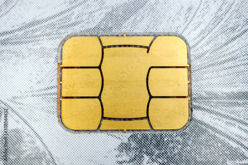 Bank card number chip as background macro photo