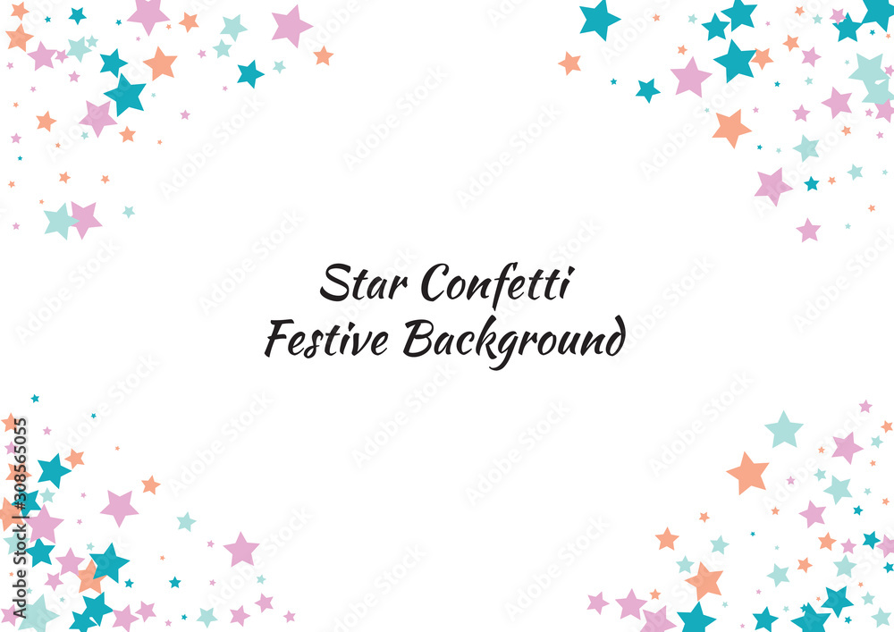 Festive color star confetti background. Abstract frame confetti texture for holiday, postcard, poster, website, carnivals, birthday and children's parties. Cover confetti mock-up. Wedding star layout Festive color star confetti background. Abstract frame confetti texture for holiday, postcard, poster, website, carnivals, birthday and children's parties. Cover confetti mock-up. Wedding star layout