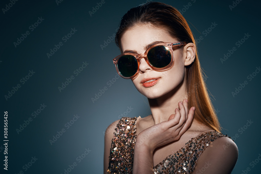 portrait of young woman in sunglasses portrait of young woman in sunglasses
