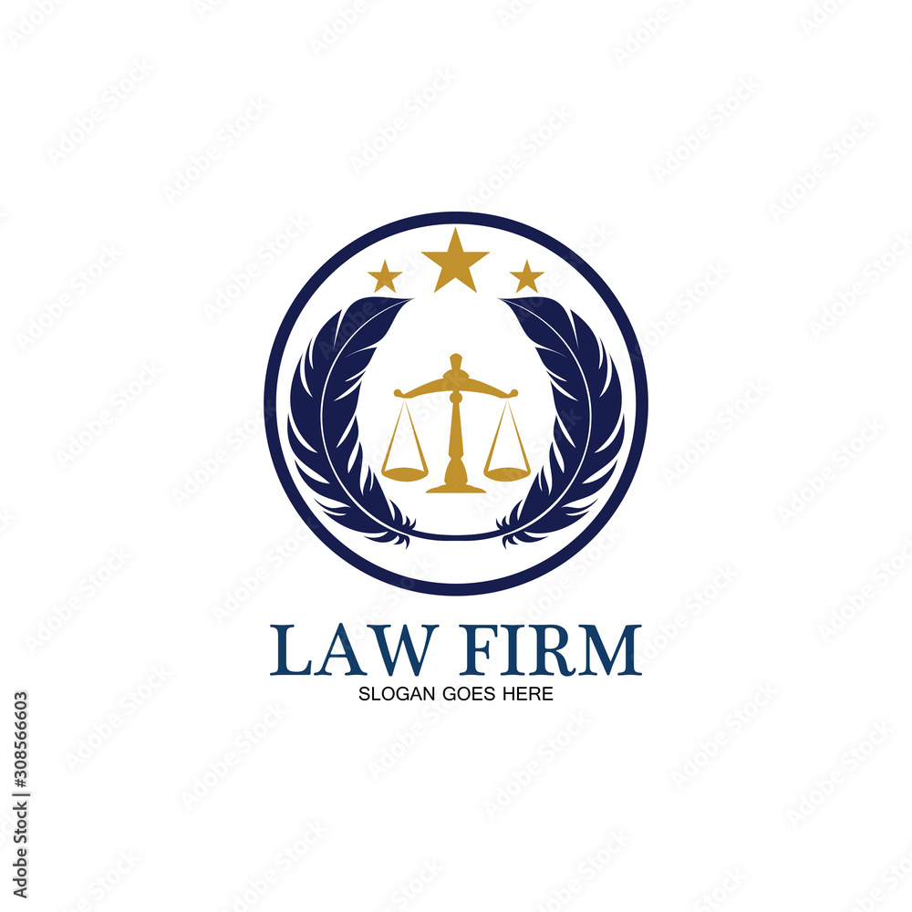 feather law firm  logo icon design template-vector