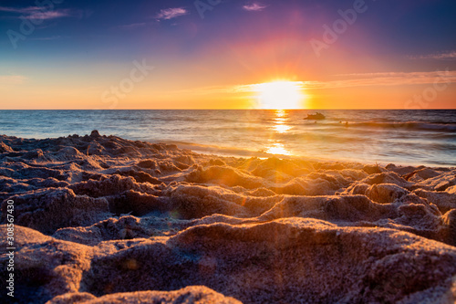 Sunset on Gulf of Mexico Beach in Captiva Island  Florida  USA